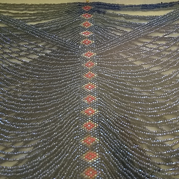 VINTAGE BEADED NECKLACE/SHALL COLOR BLUE - Picture 7 of 11